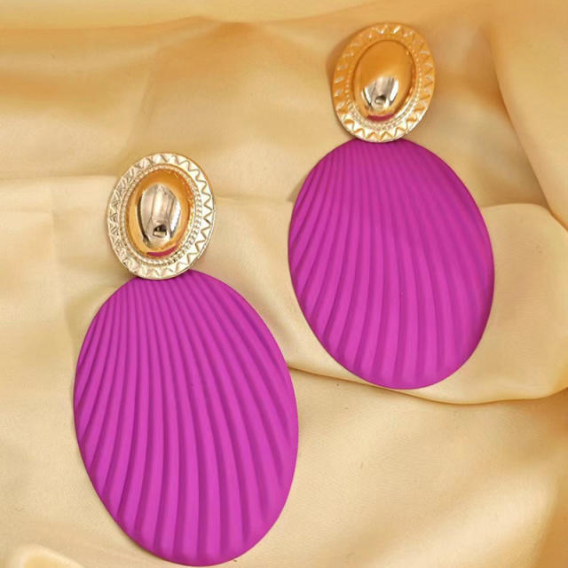 Geometric oval shape colorful boho earrings