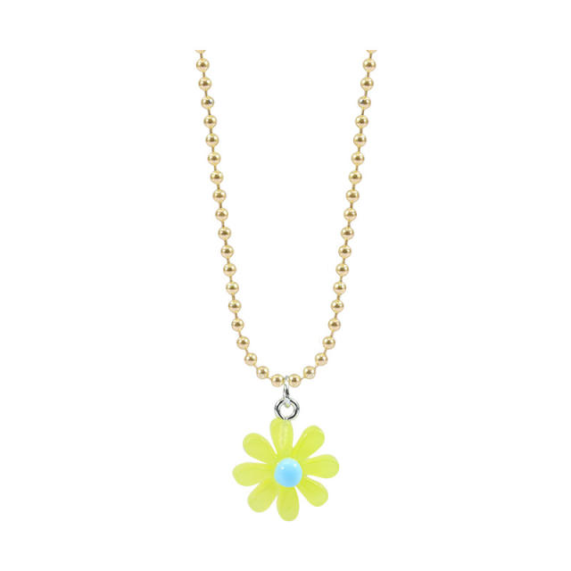 Sweet colorful daisy flower pendant girls necklace rings