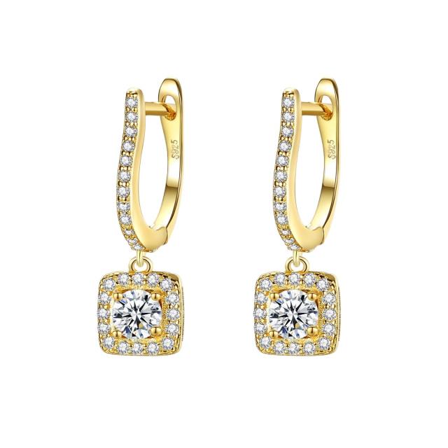 925 sterling silver cubic zircon diamond huggie earrings