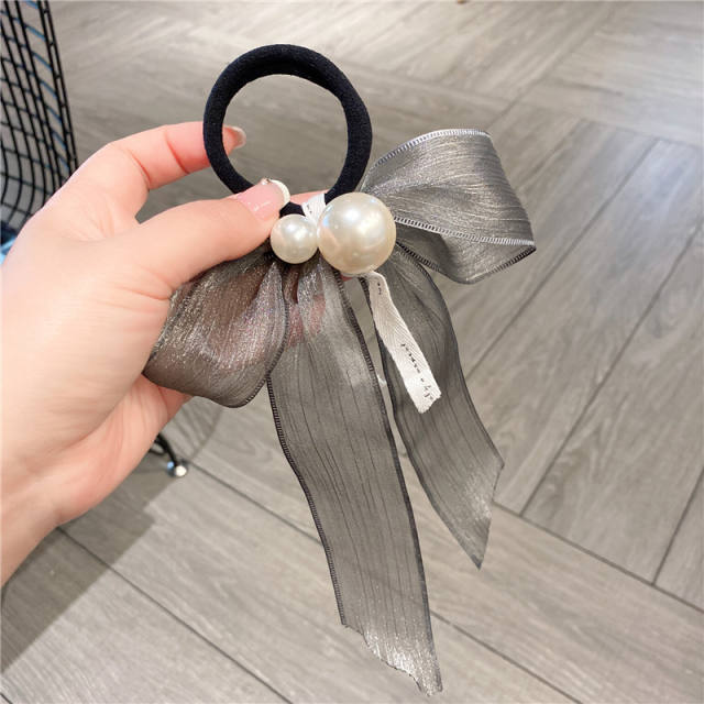 Summer design gray color bow hair ties