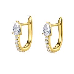 925 sterling silver cubic zircon diamond U shape huggie earrings