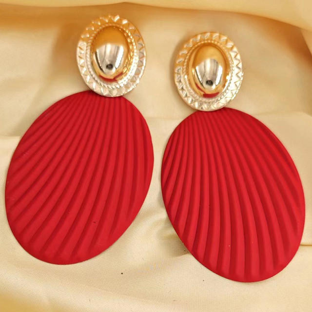 Geometric oval shape colorful boho earrings