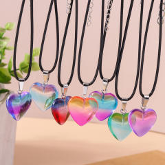 Y2K sweet Gradient color heart black cord choker necklace