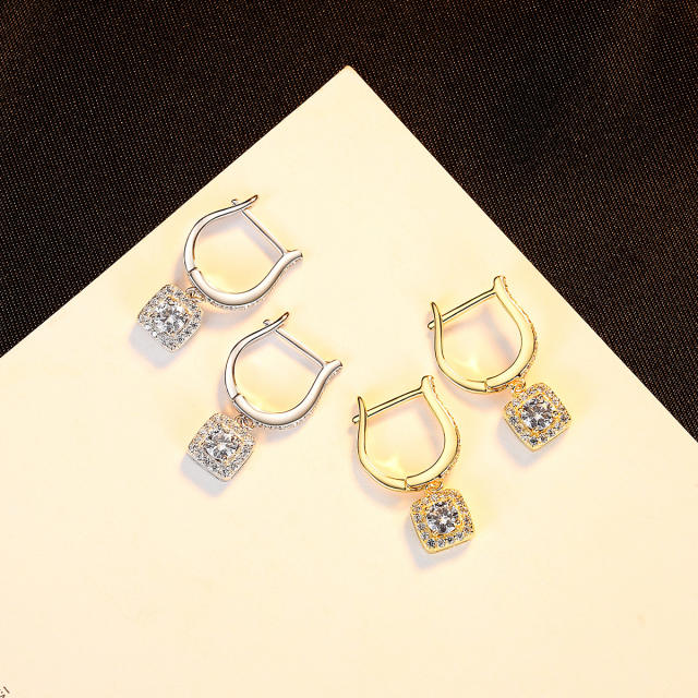 925 sterling silver cubic zircon diamond huggie earrings