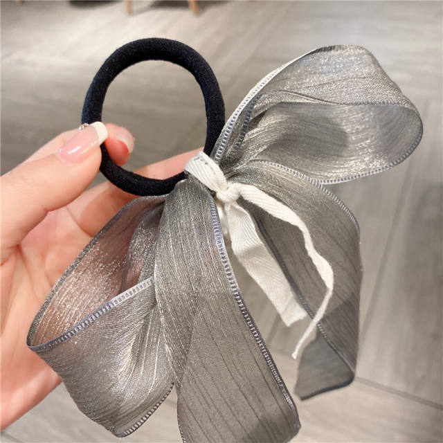 Summer design gray color bow hair ties