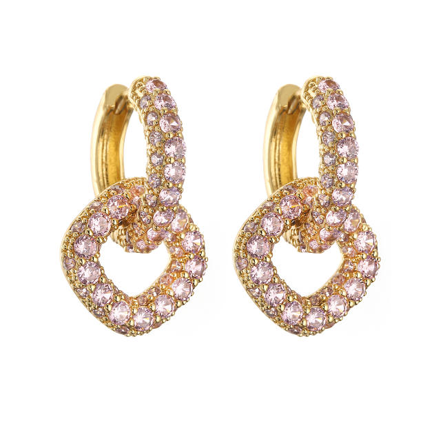 Delicate pave setting cubiz zircon copper huggie earrings