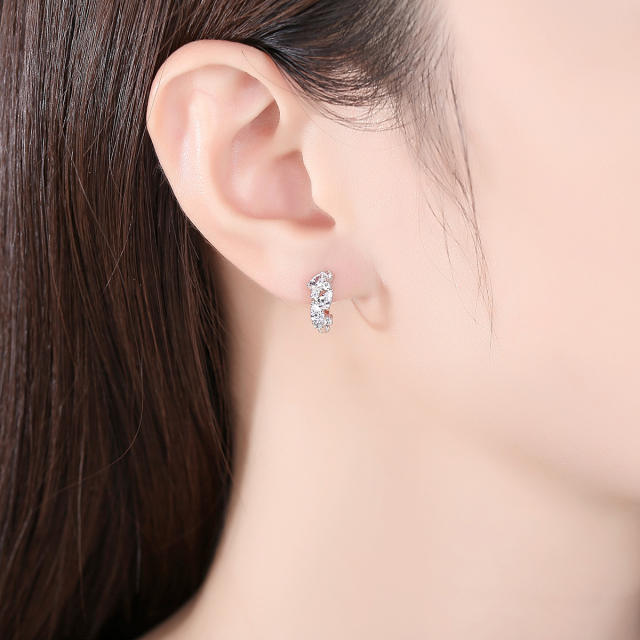 925 sterling silver cubic zircon chic huggie earrings