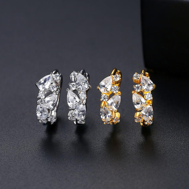 925 sterling silver cubic zircon chic huggie earrings