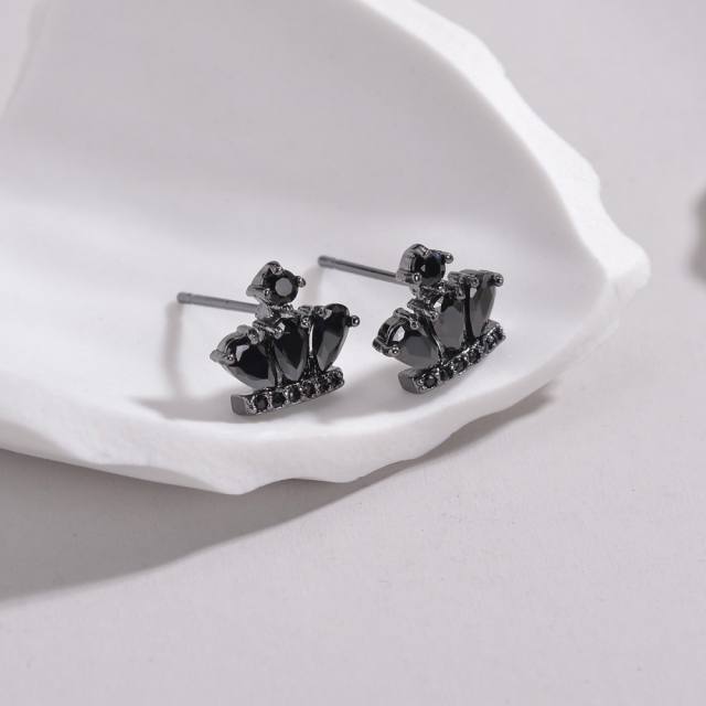 925 needle color cubic zircon cute copper studs earrings