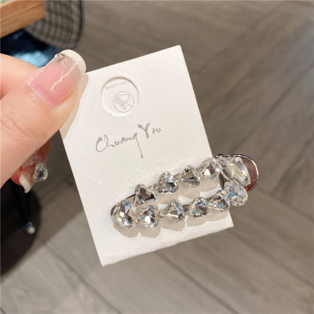 Y2k Silver color clear glass crystal metal duckbill hair clips