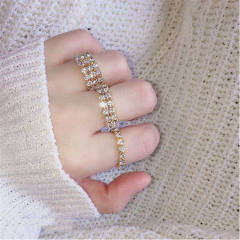 Korean fashion rhinestone pave setting elastic rings