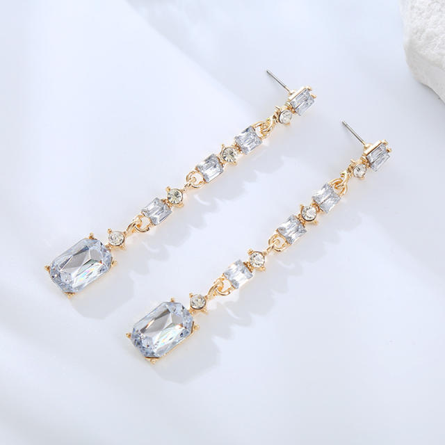Delicate color glass crystal statement long earrings