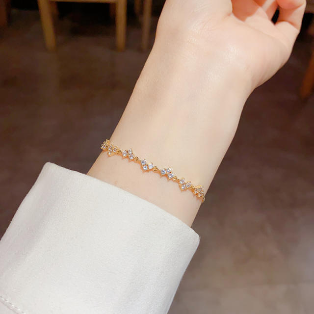 Delicate cubic zircon copper slide bracelet