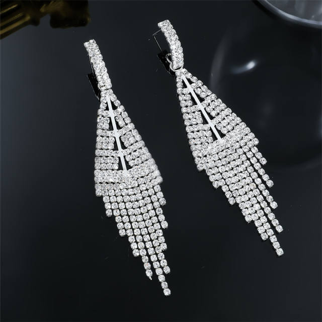 Delicate diamond dangle wedding party earrings