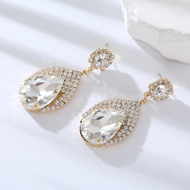 Elegant color glass crystal drop earrings
