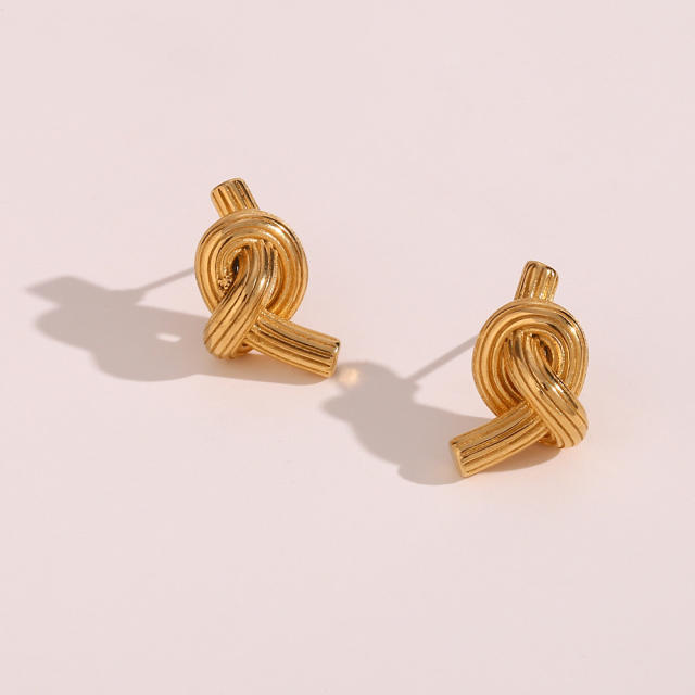 Personality knot stainless steel studs earrings