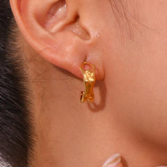 Creative 18K gold plated unique open hoop stainless steel earrings