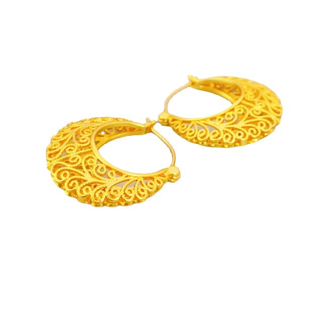 Luxury 18KG copper hollow out chunky hoop earrings