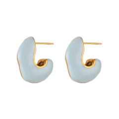 Fashion color enamel chunky stainless steel studs earrings