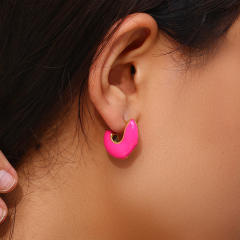 Fashion color enamel chunky stainless steel studs earrings