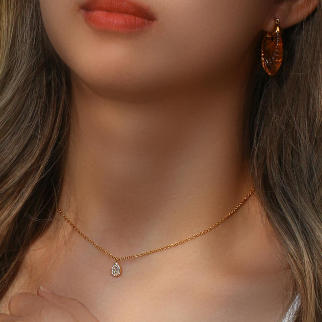 Dainty diamond star heart moon pendant stainless steel necklace