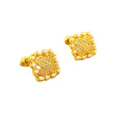 925 needle elegant cubic zircon 18K gold plated sqaure clover studs earrings