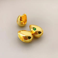 Chunky 18KG teardrop shape copper huggie earrings
