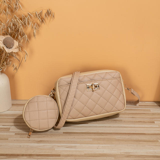 Cute quilted pattern PU leather lady crossbody bag small bag