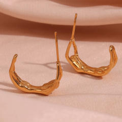 Creative 18K gold plated unique open hoop stainless steel earrings