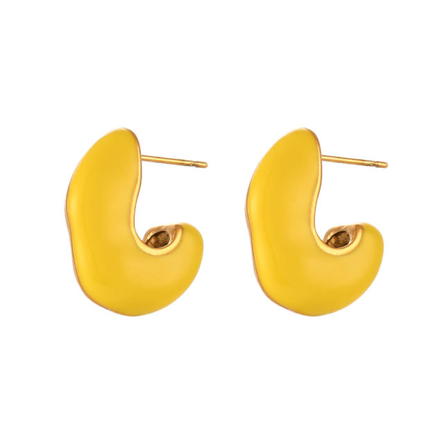 Fashion color enamel chunky stainless steel studs earrings