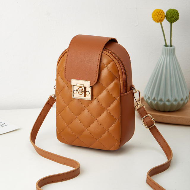 Casual small quilted PU crossbody bag