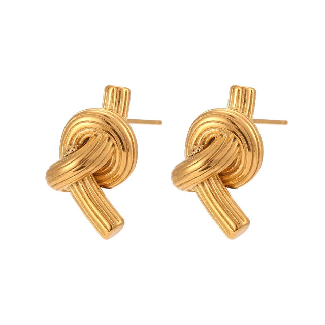 Personality knot stainless steel studs earrings
