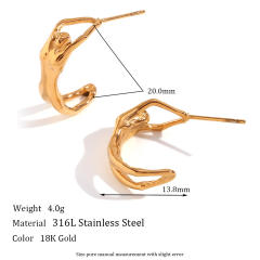 Creative 18K gold plated unique open hoop stainless steel earrings