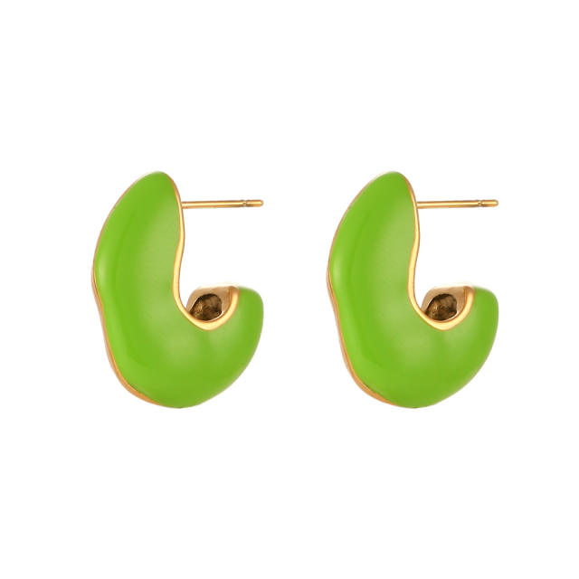 Fashion color enamel chunky stainless steel studs earrings