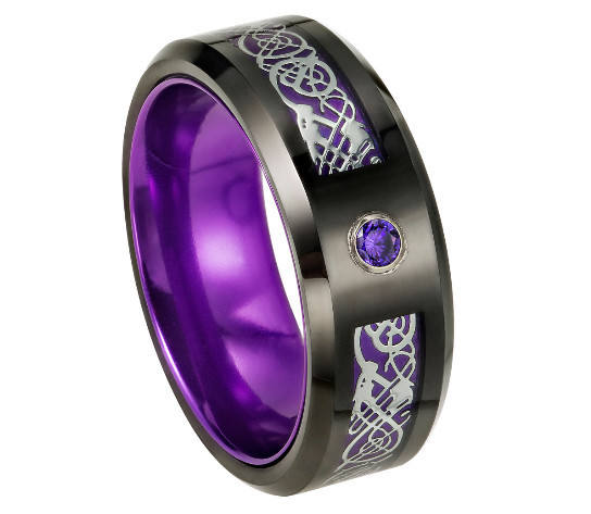 Dragon pattern colorful stainless steel ring band for men