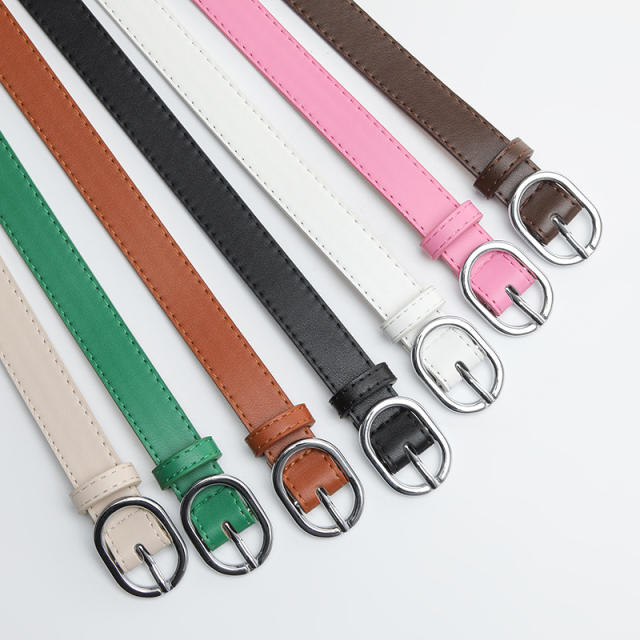 Chic silver bucklet colorful PU leather women belt