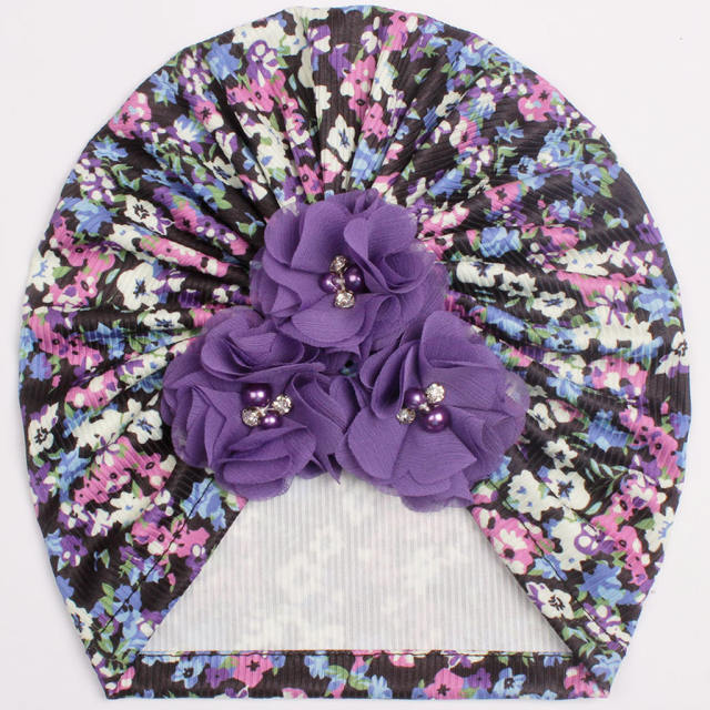 Floreal pattern cute 3 flowers baby bonnets headband