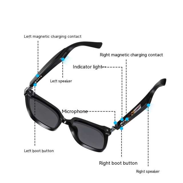 New design blueteeth smart sunglasses audio voice control