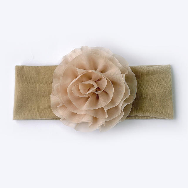 Blooming flower plain color baby headband