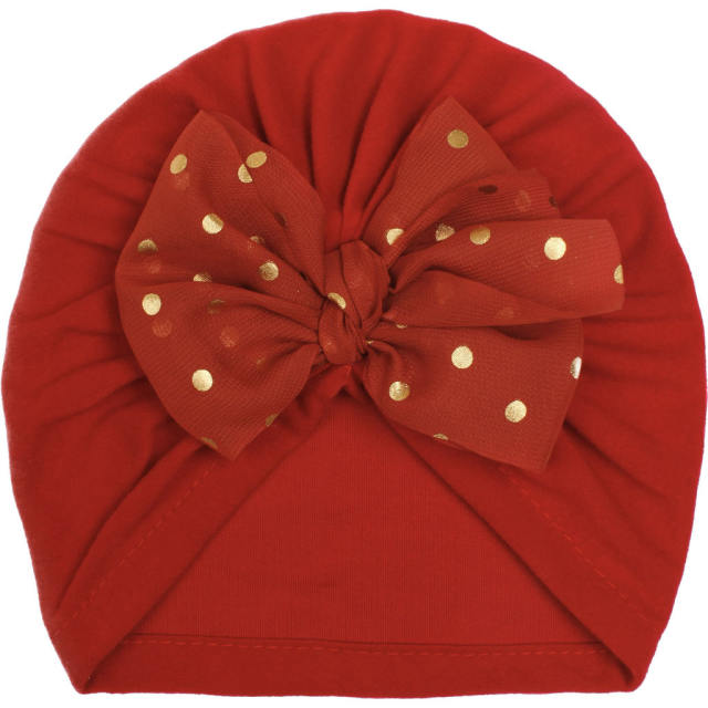 Polka dots bow baby bonnets headband+