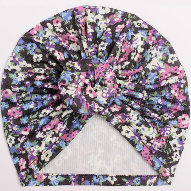 Sweet floral pattern cute bun baby bonnets headband