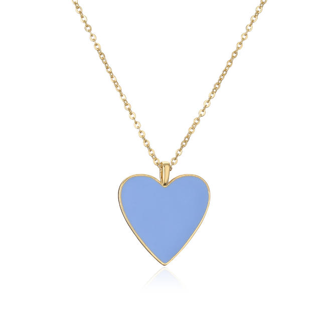 Colorful enamel heart pendant copper dainty necklace