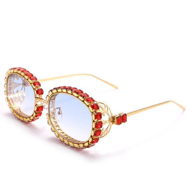 Punk trend colorful rhinestone diamond metal sunglasses