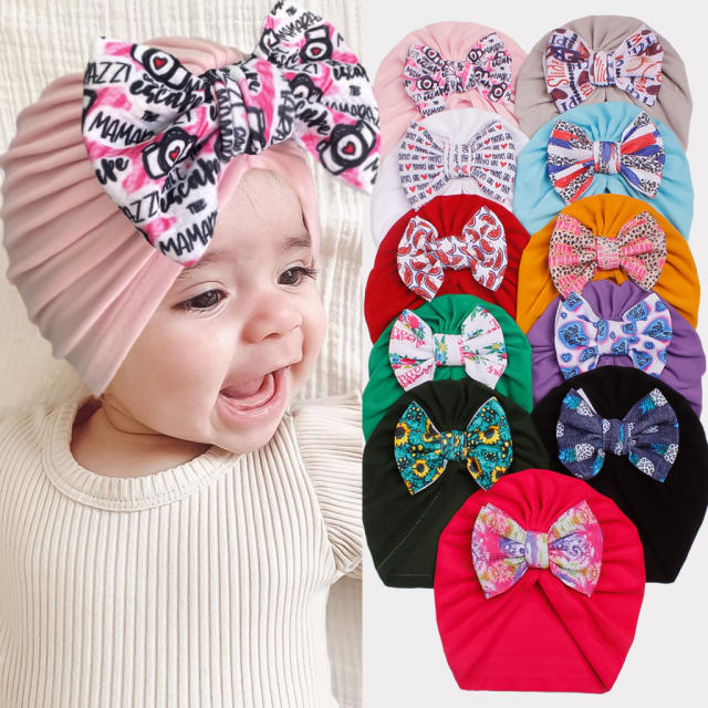 Floral bow cute baby bonnets headband