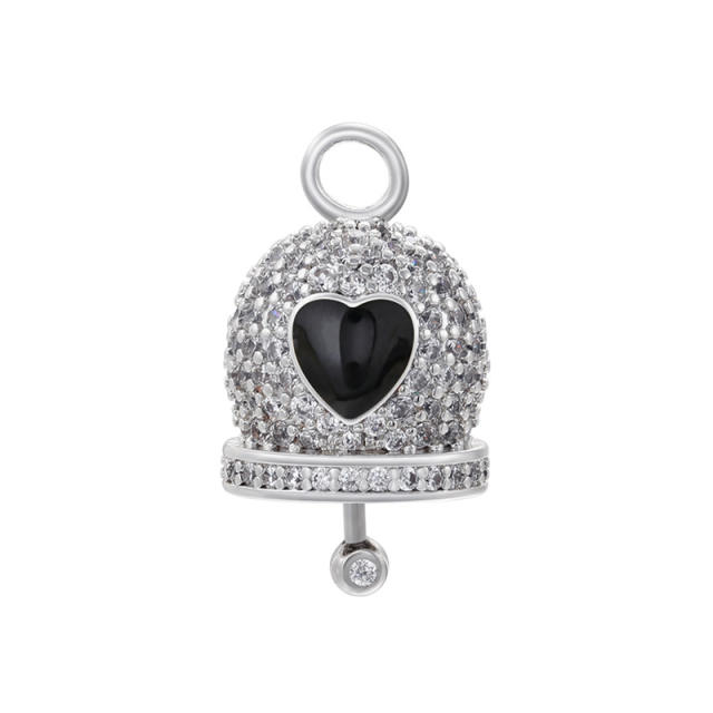 Color enamel heart diamond bell copper pendant diy jewelry