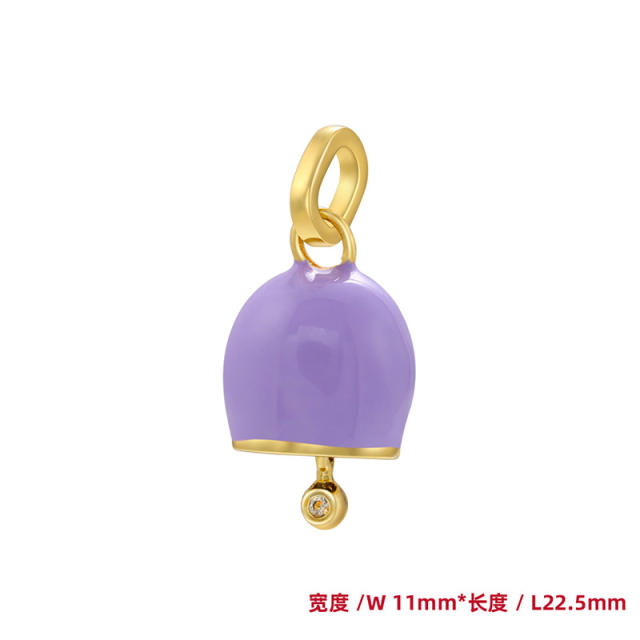 Candy color enamel cute bell copper pendant diy jewelry