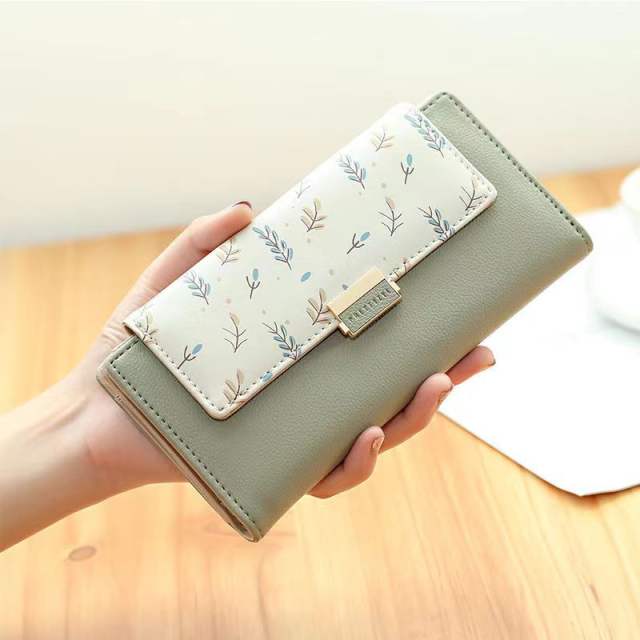 Korean fashion floral pattern PU material women wallet