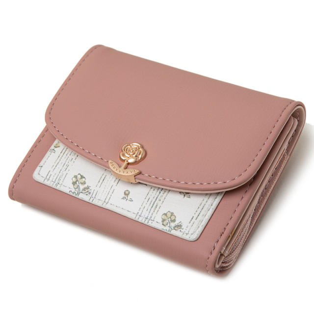 Sweet flower pattern PU leather cute wallet