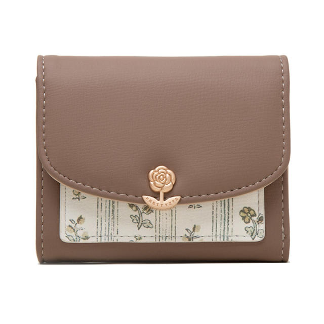 Sweet flower pattern PU leather cute wallet