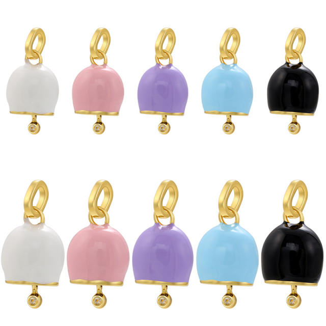 Candy color enamel cute bell copper pendant diy jewelry